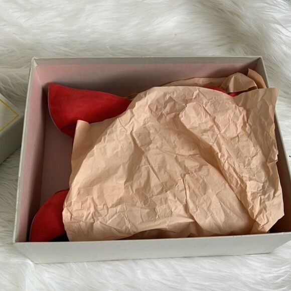 Emilio Pucci suede Open Toe Heels size 38 red coral color - Picture 7 of 8